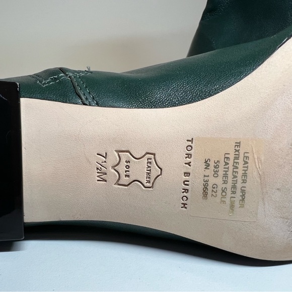 Tory Burch Dark Green Block T Heel Ankle Boots Size 7M - Picture 8 of 8